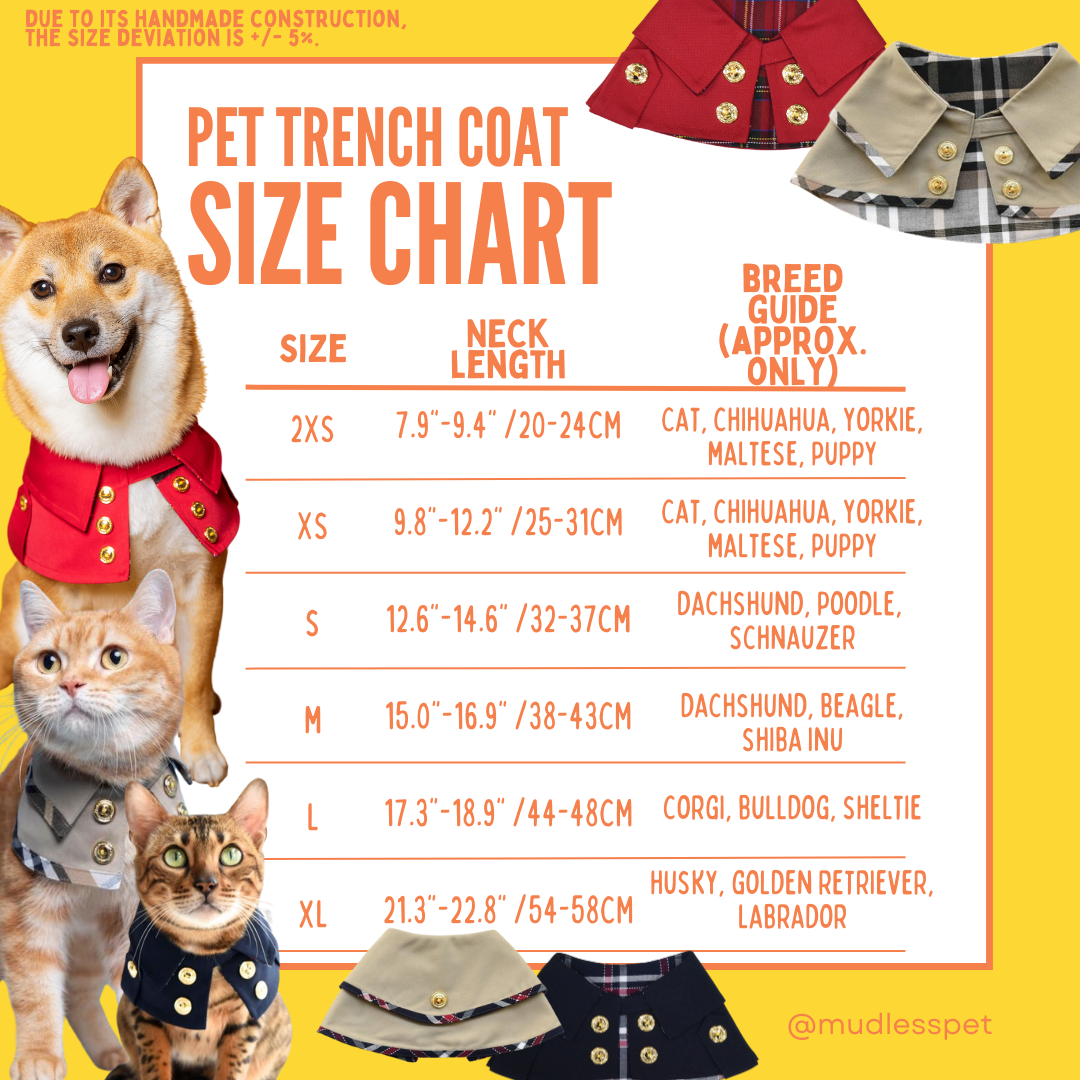 ZAZAZOO Pet Trench Coat - Classic (Dog/ Cat) - Premium Pet Trench Coat - Just £33! Shop now at Mudless Pet Supplies Limited